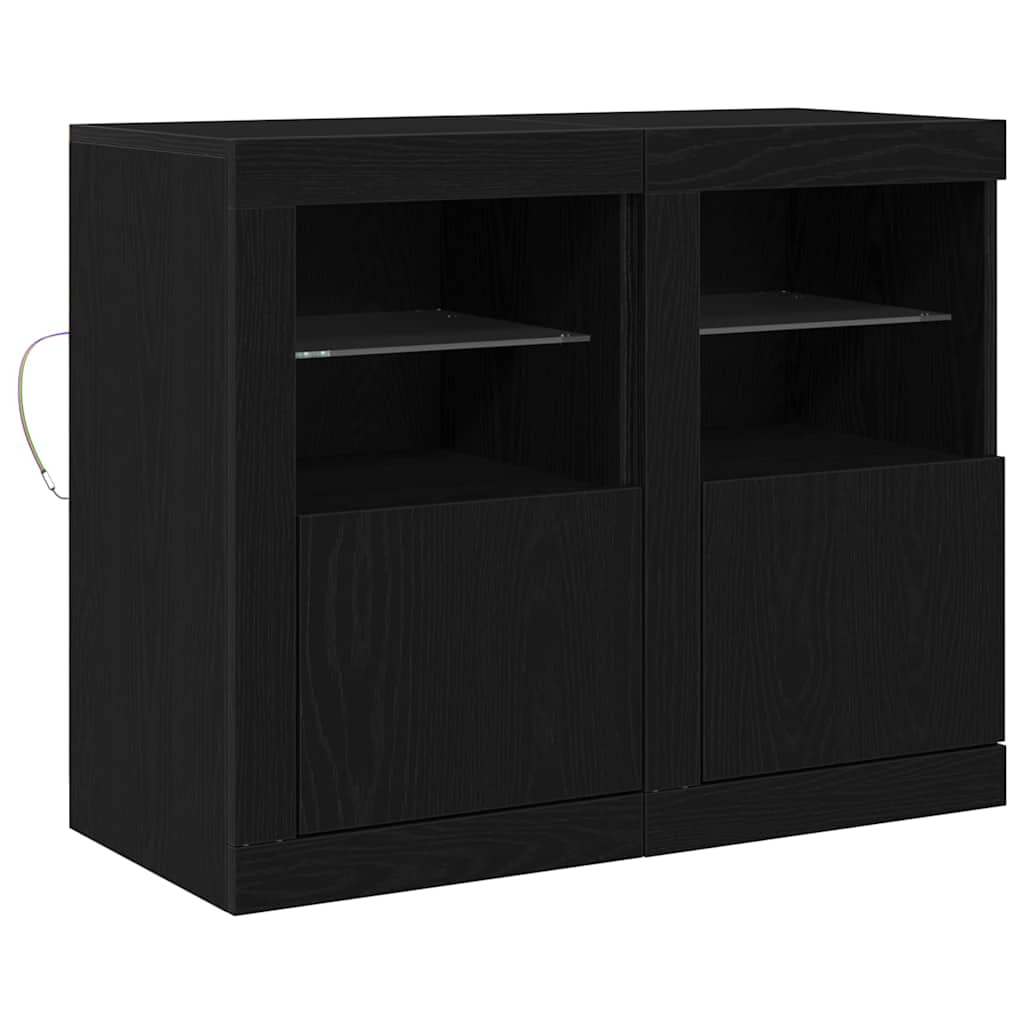 Side Cabinet 2 pcs Black oak 41 x 37 x 67 cm Engineered Wood
